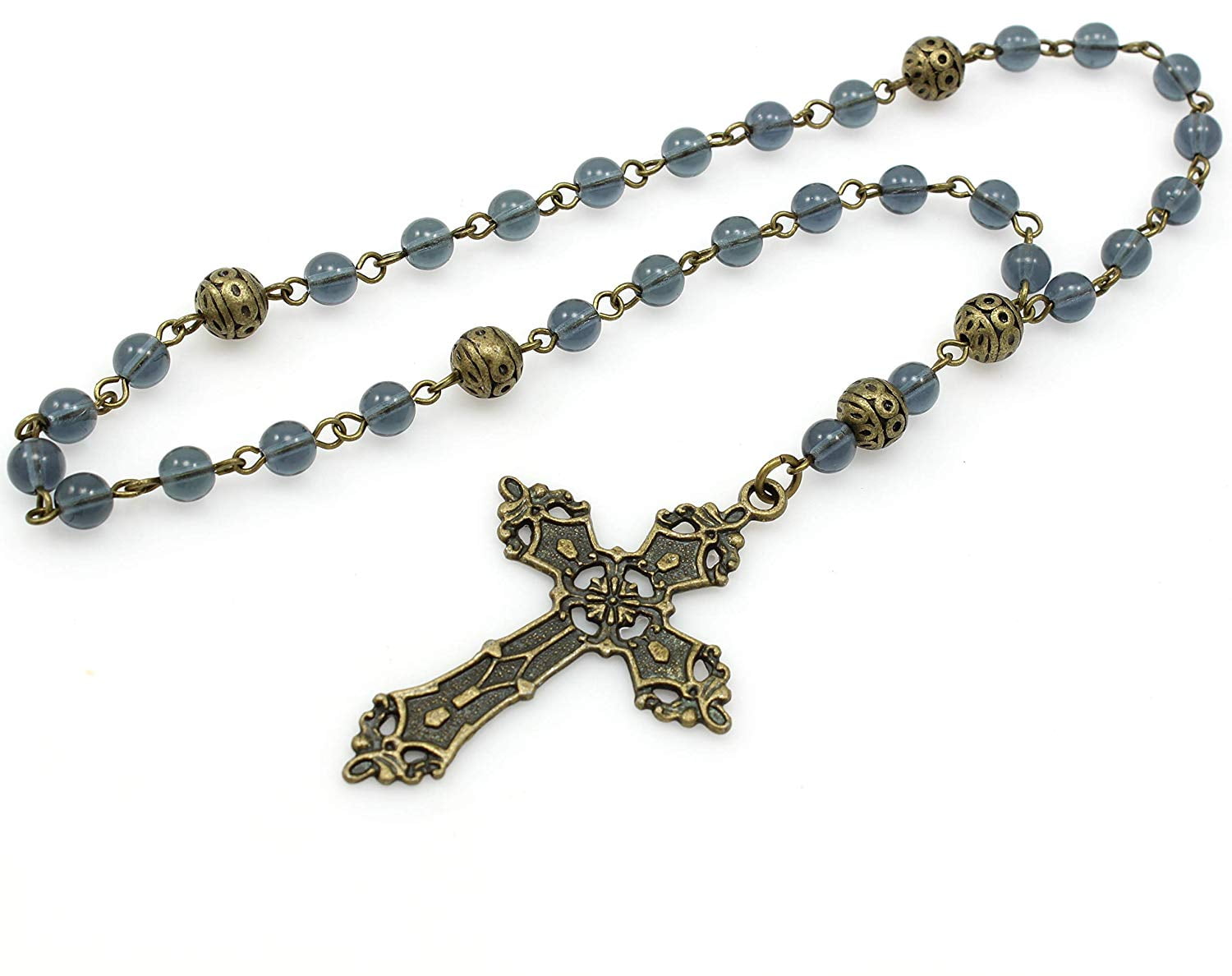 Anglican Prayer Beads/Rosary, Episcopal Cross with Epoxy Coated Brass