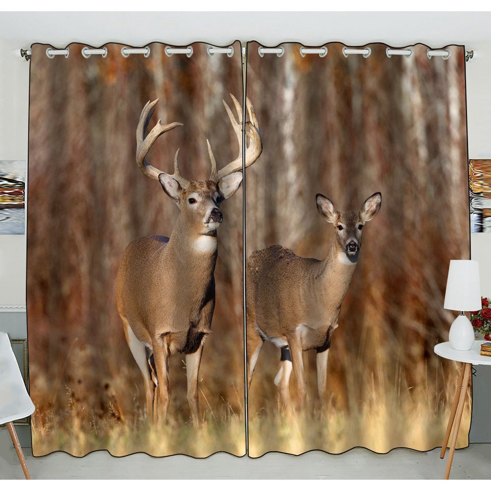 ZKGK Deer Window Curtain Drapery/Panels/Treatment For Living Room Bedroom Kids Rooms 52x84