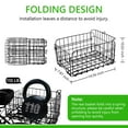 thumbnail image 3 of Semfri Folding Bicycle Basket Bicycle Frame Basket Folding Bicycle Rear Basket Large Capacity Metal Cargo Basket with Reflectors, Net Cover and Installation Tools Suitable for Most Bicycles - Black, 3 of 7