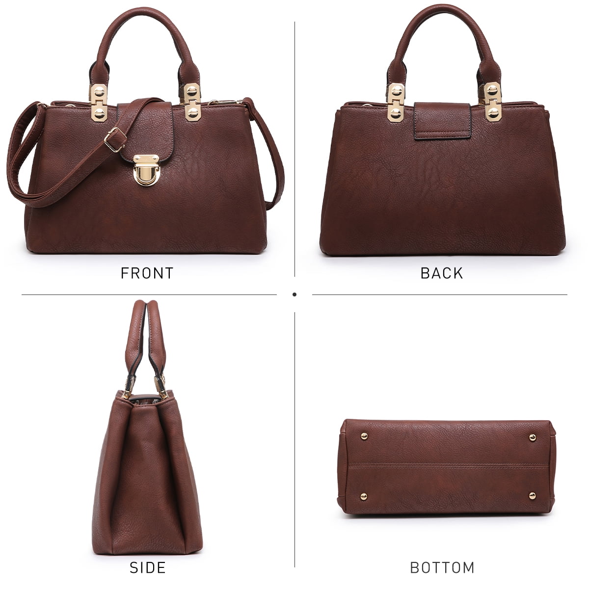 Dasein Women Satchel Handbags Top Handle Purse Medium Tote Bag Vegan Leather Shoulder Bag