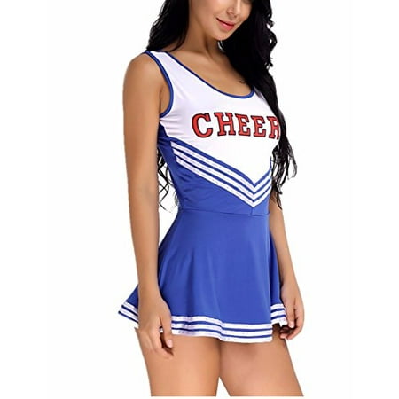 iiniim Women's School Girls Musical Party Halloween Cheer Leader Costume Fancy Dress Blue S