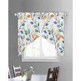 thumbnail image 3 of Colorful Leaf Swag Valances for Windows, Summer Botanical Pastoral Spring Rod Pocket Sheer Valances for Small Windows, Swag Toppers Light Filtering for Kitchen Living Room 2 Panels 28''x36'', 3 of 6