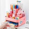 thumbnail image 5 of PortaláPices Giratorio, Organizador de Escritorio, PortaláPices, Portabrochas de Maquillaje con 11 Compartimentos para el Hogar, Rosa, 5 of 5