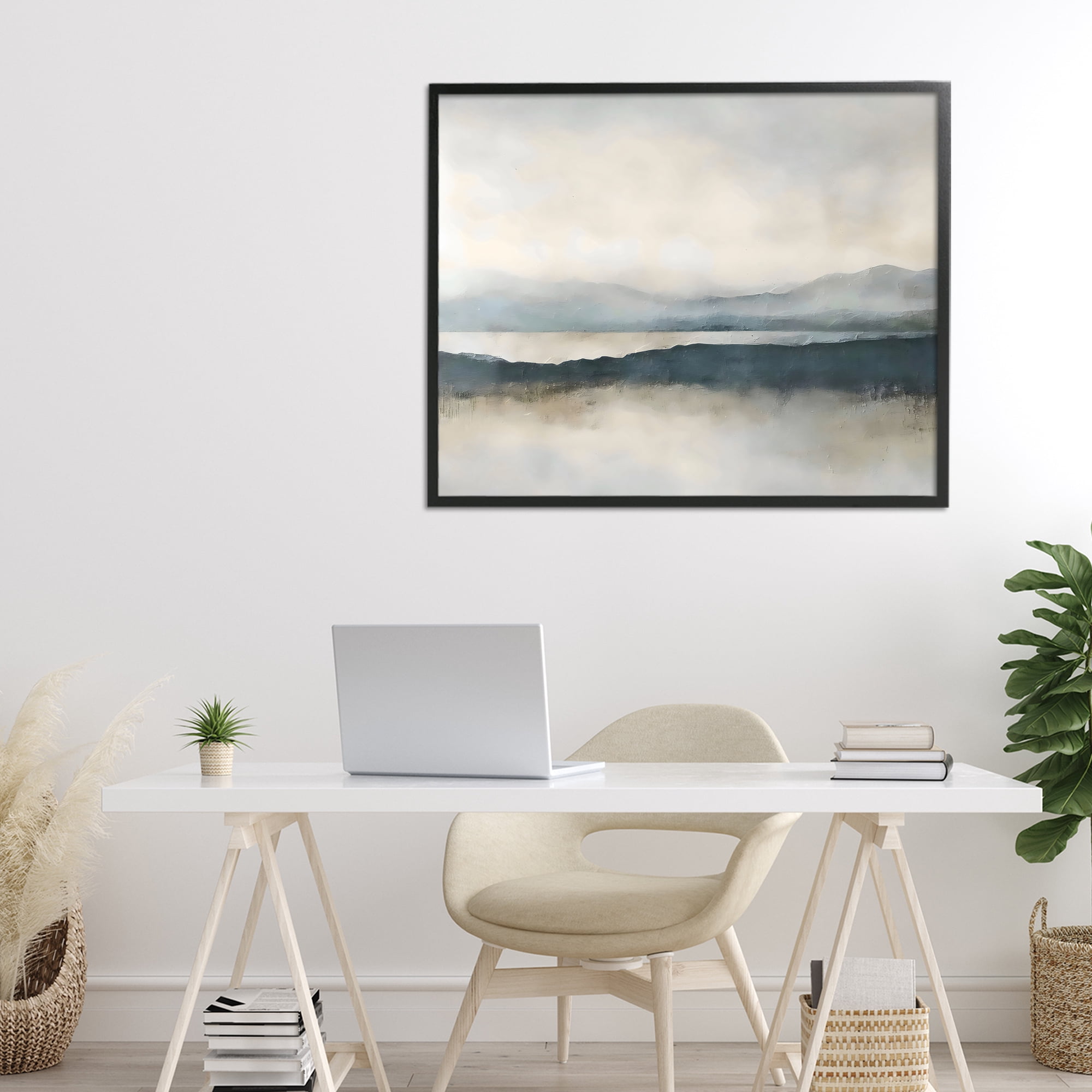 Stupell Industries Muted Horizon Mountainscape Black Framed Giclee Art, design by Riley B