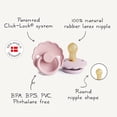 thumbnail image 6 of FRIGG Daisy Natural Rubber Pacifier 2-Pack, 0-6 Months, Baby Pink/Soft Lilac, 6 of 6