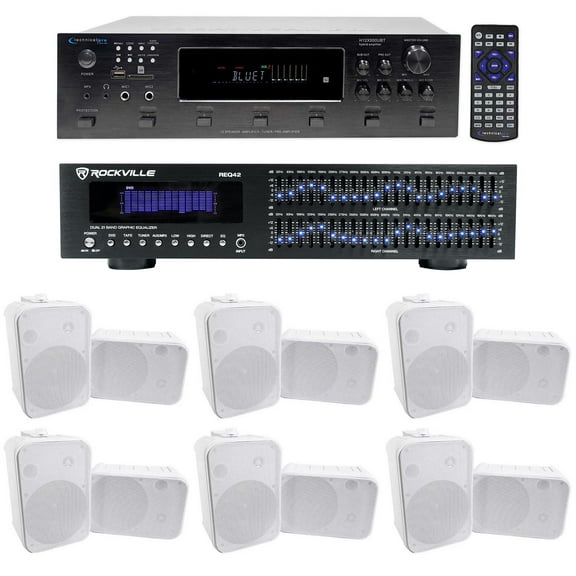 Technical Pro 6000w 6-Zone Home Theater Bluetooth Receiver 12) 6.5" Speakers EQ