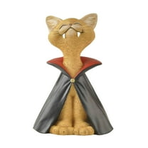Gothic Black Vampire Cat Figurine – Spooky Cute Halloween Resin Statue with Fangs & Cape – Whimsical Gothic Kitty Décor for Cat Lovers, Pet Owners & Horror Fans