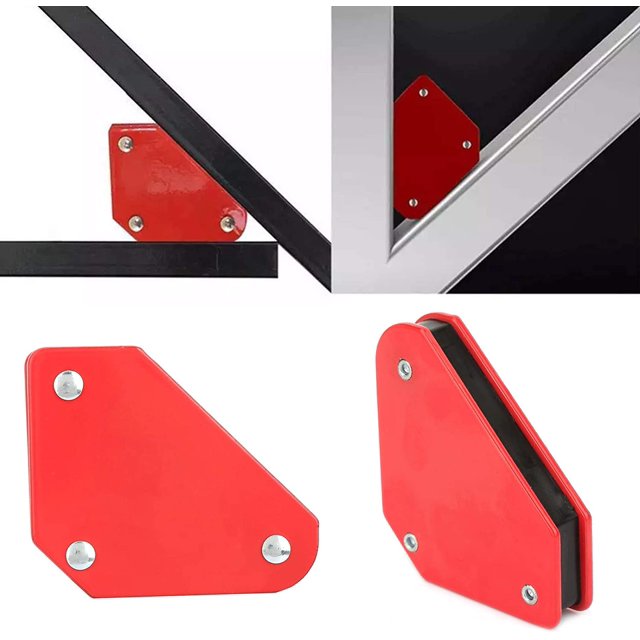 Soldador magnético ángulo Imán de soldadura Imán de soldadura Soporte de flechas Soldadura fija Herramienta de soporte de soldadura Multiángulo Potente soporte de soldadura magnética 4 piezas, Rojo ZefeiWu 8390615496377