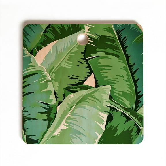 Society6 Gale Switzer Banana Leaf Grandeur Ii Square Cutting Board, 11.5" x 11.5"