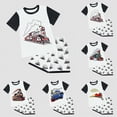 thumbnail image 4 of Boys Summer Outfits Cartoon Train Print Short Sleeve T-Shirt And Shorts 2-Piece Breathable Children Set, 4 of 4
