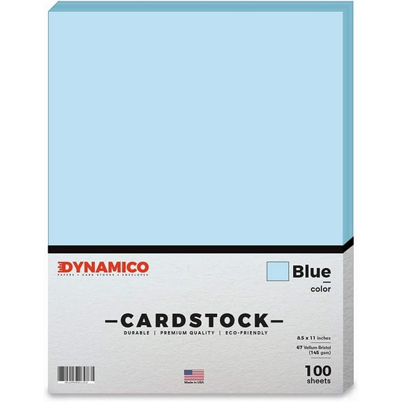 Blue 8.5 x 11" Pastel Color Cardstock Paper - for Cards and Stationery Printing | Medium to Light Weight Card Stock 67 LB Vellum Bristol | 100 Sheets