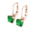 thumbnail image 2 of 2Ct Round Cut Green Emerald Hoop Lever Back Lab Created Earrings 14k Rose Gold Plated Silver, 2 of 4