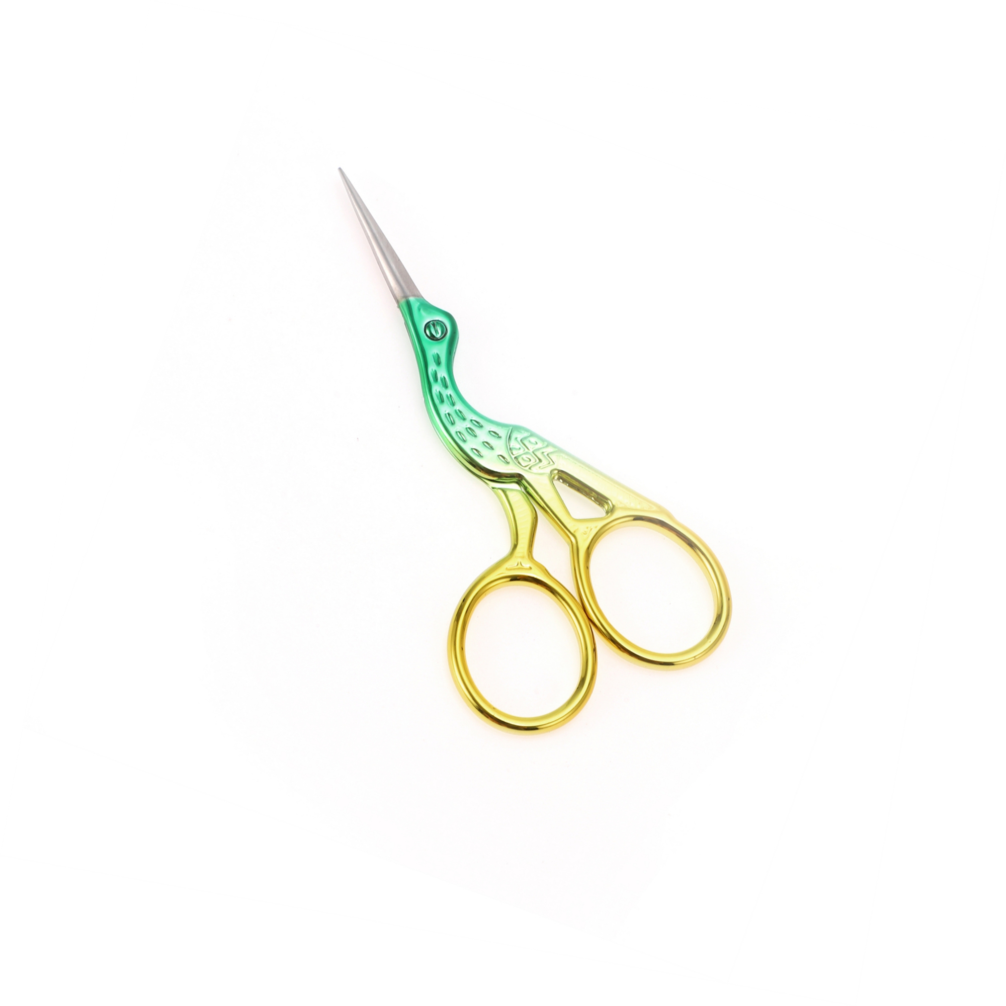 Unique Bargains 1 Pc Little Crane Scissors Grooming Parlor Green, Gold Tone