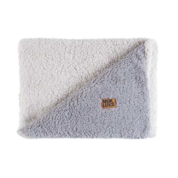 Muk Luks Double Sided Sherpa Throw Blanket, Taupe & Grey