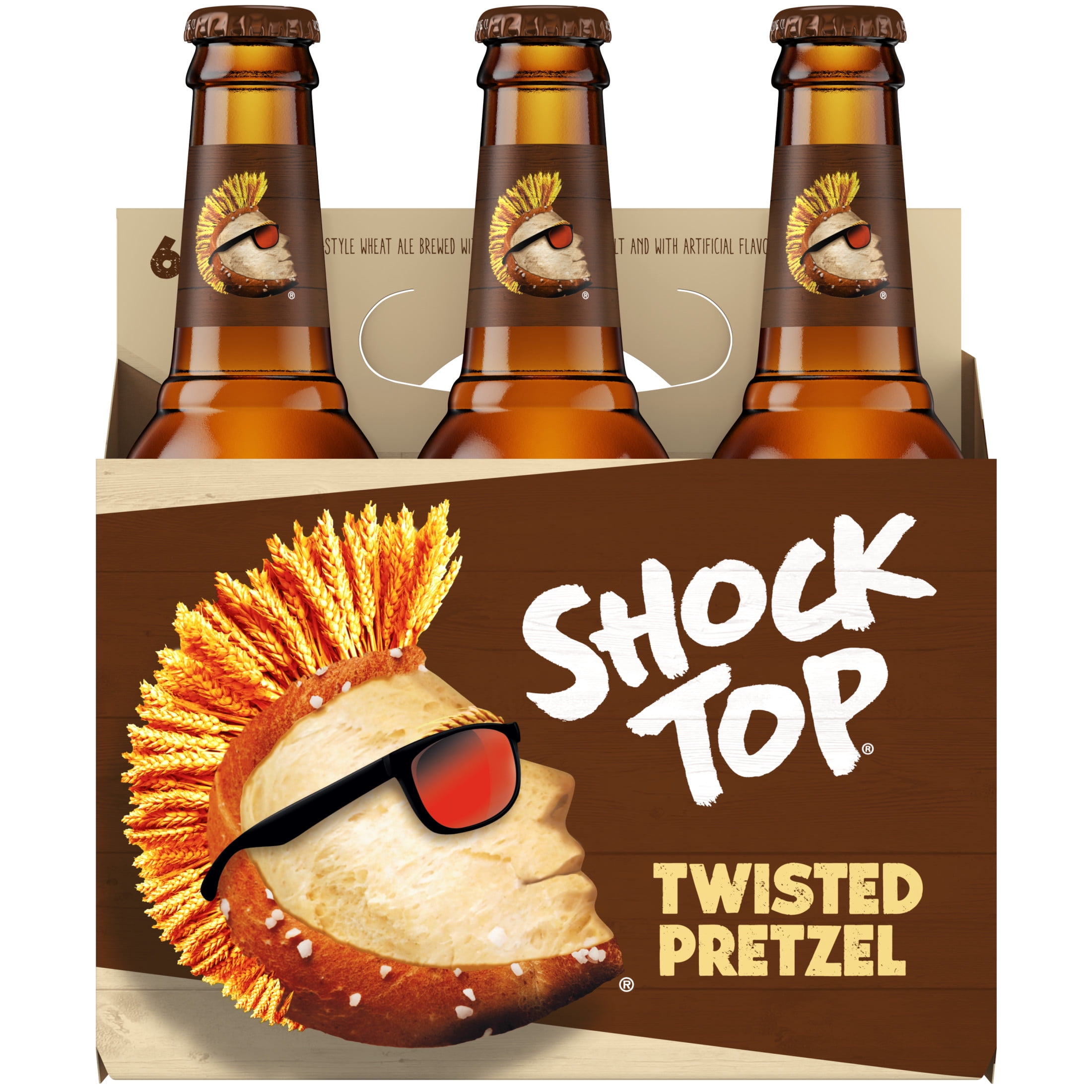 Shock Top Twisted Pretzel Wheat Craft Beer, 6 Pack, 12 fl oz Glass Bottles, 5% ABV