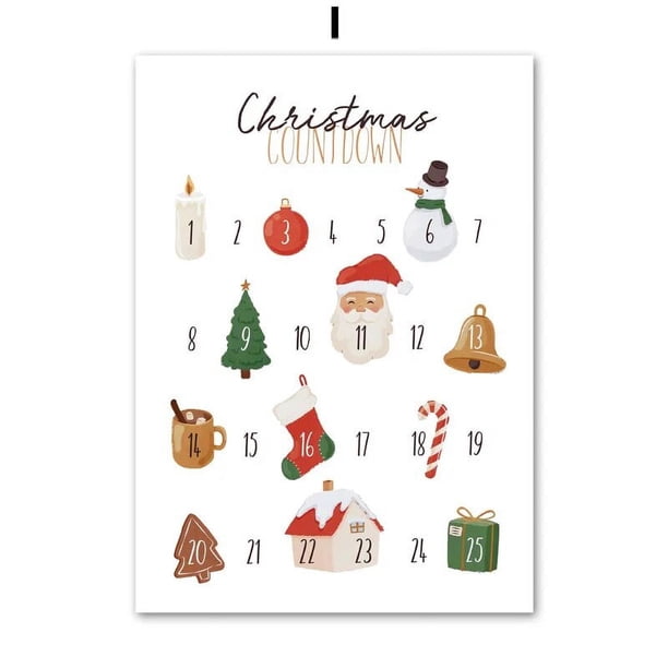 Calcetines de dibujos animados para regalo de Navidad, póster de Papá Noel para niños, arte de pared moderno para guardería, pintura en lienzo, decoración de habitación de bebé y niños