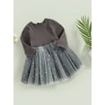 thumbnail image 3 of Bagilaanoe Toddler Baby Girl Party Dress Stars Moon Pattern Long Sleeve A-line Princess Dresses 9M 12M 24M 3T 4T Kid Patchwork Tulle Skirt, 3 of 8