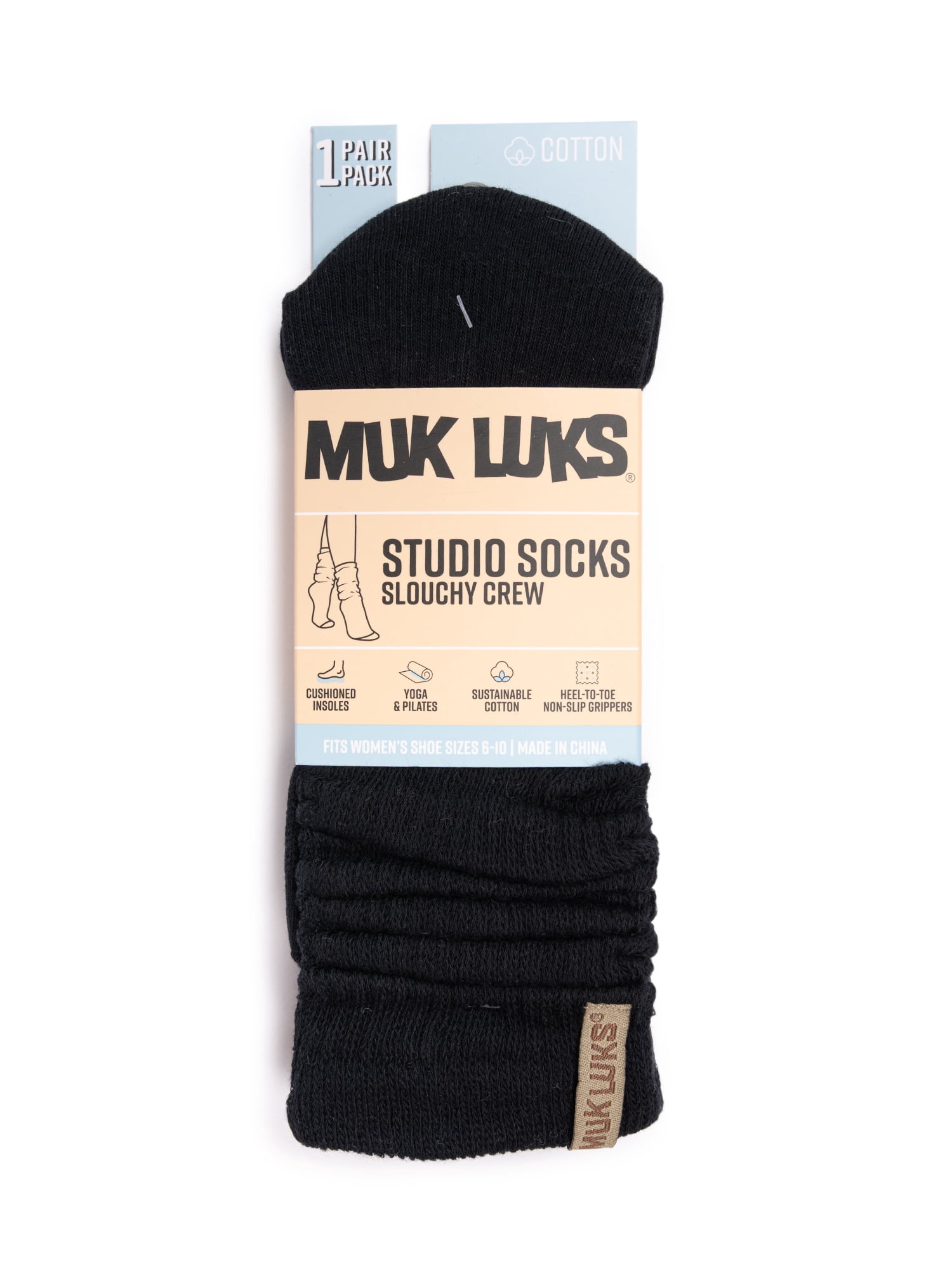 MUK LUKS Women's Pilates Slouch Sock, 1-Pack, Shoe Sizes 6-10