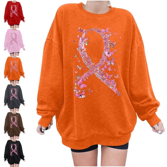 Danhjin Women's Print Sweatshirts Casual Loose Fashion Pullover Tops Fall Winter Long Sleeve Crew Neck Graphic Comfy Soft Shirts