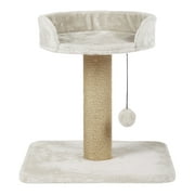TRIXIE Mica Sisal 18" Cat Scratching Post with Plush Platform, Light Gray-Greige