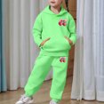 thumbnail image 5 of MAIHAN-Girls 2 Piece Outfits Toddler Girls Bow & Cherry Print Sweatshirts Sweatpants Set School Outfits Girl Clothes Fall Winter Hoodie & Pants Sets(Green2,8-9Years), 5 of 7