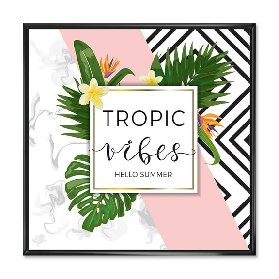 Designart 'Geometrics Tropic VIbes On Triangular' Nautical & Coastal Framed Canvas Wall Art Print