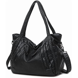 Women's Hobo Shoulder Tote Bag - Large Shiny Leather Purse With Zipper, Convertible To Backpack