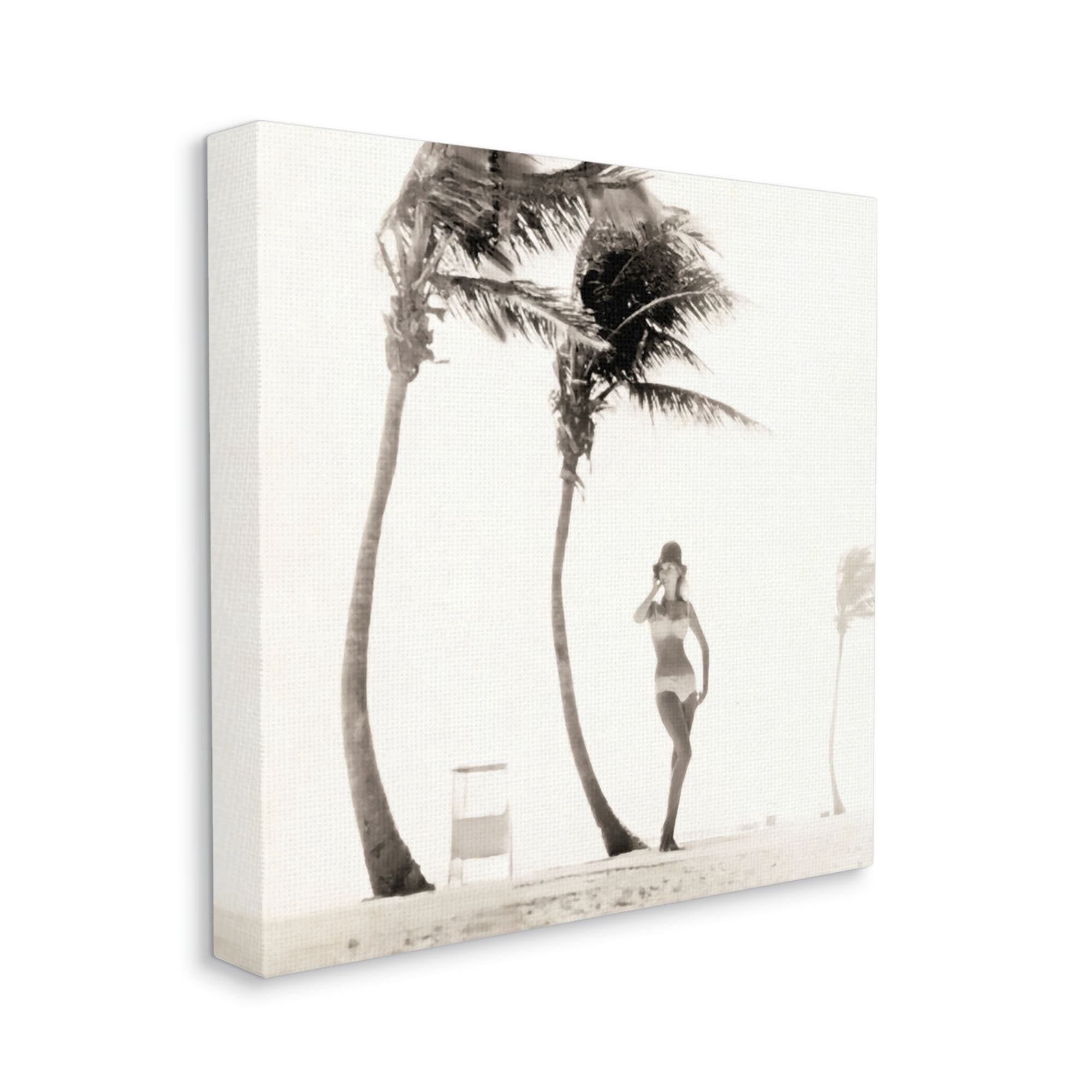 Stupell Industries White Bikini Windblown Beach Coastal Photography Gallery Wrapped Canvas Print Wall Art