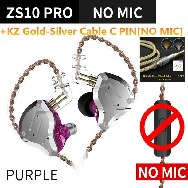 KZ ZS10 PRO 4BA + 1DD HIFI Auriculares de metal Auriculares híbridos en la oreja Auriculares deportivos con cancelación de ruido KZ ZSN PRO ZST AS16 AS12 AS10 C16 Tan Jianjun unisex