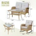 thumbnail image 6 of PARKWELL 5-Piece Outdoor Patio Conversation Furniture Set for Backyard, Deck w/Wicker Rocking Chairs Matching Side Table,Loveseat,Coffee Table, Seat Cushions, 6 of 6