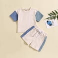 thumbnail image 2 of Odeerbi 0-3 Años Niños Niñas Conjunto de Verano Camiseta de Manga Corta de Algodón Color Block Shorts Conjunto de Dos Piezas, 2 of 5
