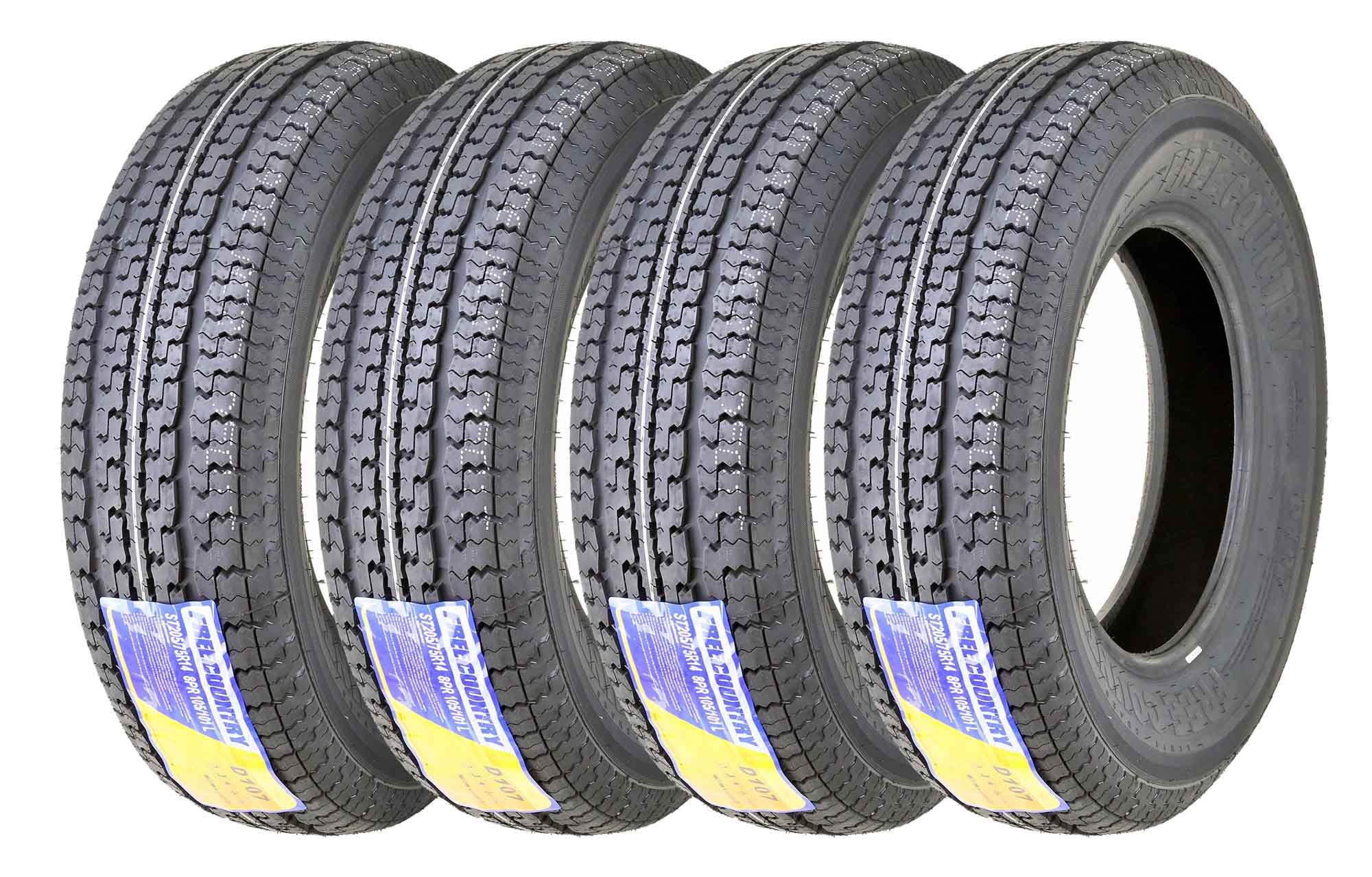 LIBRA TRAILER PARTS 4 New Premium WINDA Trailer Tires ST 205 75R14 8PR Load Range D Steel Belted Radial w/Scuff Guard 