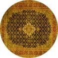 thumbnail image 1 of Ahgly Company Machine Washable Indoor Round Medallion Yellow Traditional Area Rugs, 6' Round, 1 of 4