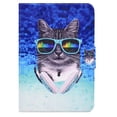 thumbnail image 2 of SaniMore Case for iPad 10th Generation 10.9" 2022,  PU Leather Tablet Color Luxury Painting Auto Wake/Sleep Card Holder Anti-slip Strip Kickatnd Shockproof TPU Backplane Wallet Case, Headset Cat, 2 of 10