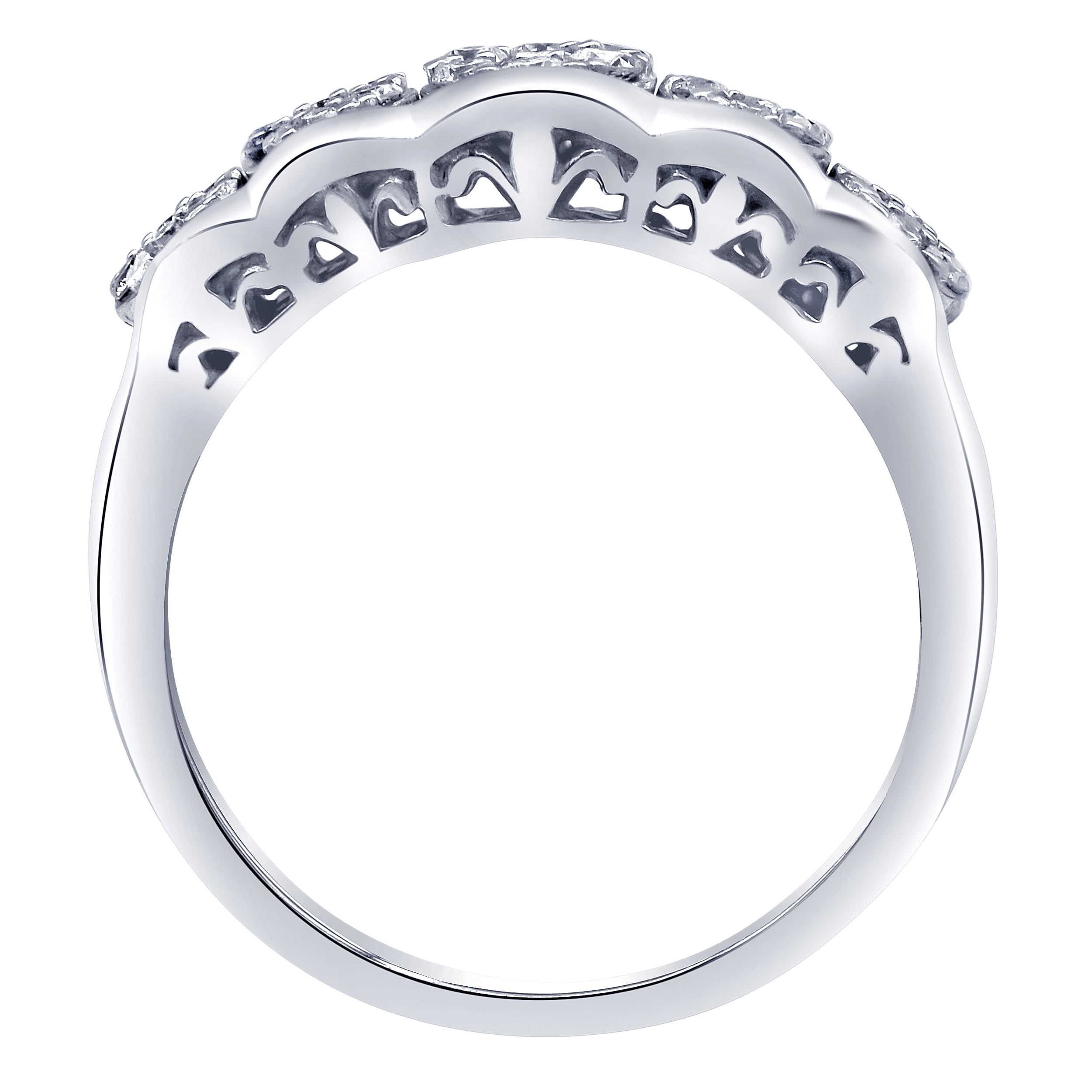 Arista 1/2 Carat T.W Round Lab Grown Diamond Women's Five Cluster Wedding Ring in Sterling Silver (I, SI)
