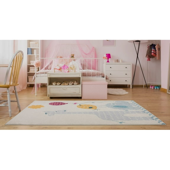 LaDole Rugs Colorful Giraffe Elephant Bird Kids Area Rug For Kids Room Nursery Playroom Children Play Area 3x5 3x10 4x6 5x8 6x9 8x10