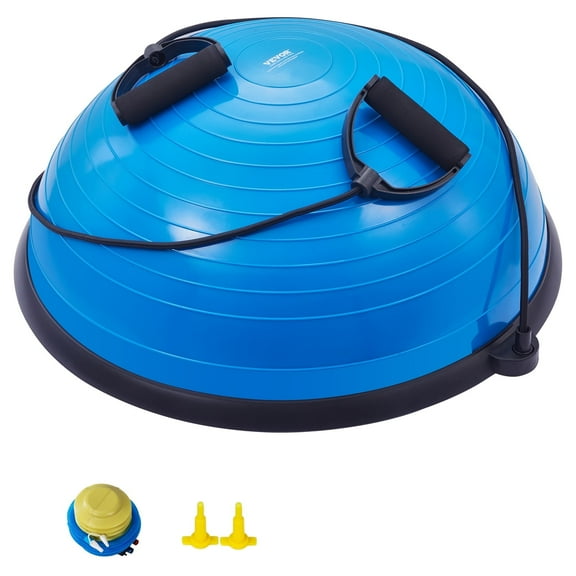 VEVOR Half Exercise Ball Trainer, 23 inch Balance Ball Trainer,660lbs Capacity Stability Ball, Yoga Ball with Resistance Bands & Foot Pump,Strength Fitness Ball for Home Gym, Full Body Workout,Blue