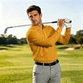 thumbnail image 6 of Fabrcox S-4XL Mens Polo Shirts Long Sleeve with Pockets Collared Work Shirt for Men Business Casual Plain Classic Fit Athletic Men's Golf Shirts Yellow M, 6 of 8
