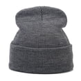 thumbnail image 3 of Only Moment Fleece Lined Beanie Dark Gray knit Thermal Knitted Winter Hat for Large Heads Hiking Running Cap Wrap for Cold Weather A, 3 of 3