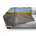 thumbnail image 3 of Yellow and Blue Soft Flannel Fleece Throw Blanket, Roadme Highway with Sunflower Field Backdrop Nature Panorama, Cozy Plush for Indoor and Outdoor Use, 60" x 80", Grey Sky Blue, by Ambesonne, 3 of 6