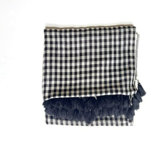 Mirayan India Pashmina Wool Blend Women's Checkered Shawl, Black and White, 1-Piece