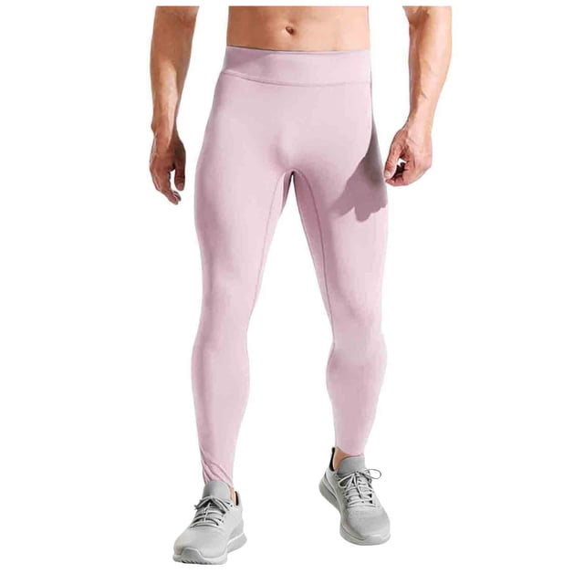 FRSASU Collants de Course Thermiques pour Hommes Leggings de Compression d'Entraînement Pantalons de Cyclisme pour Hommes Randonnée Jogging Rose