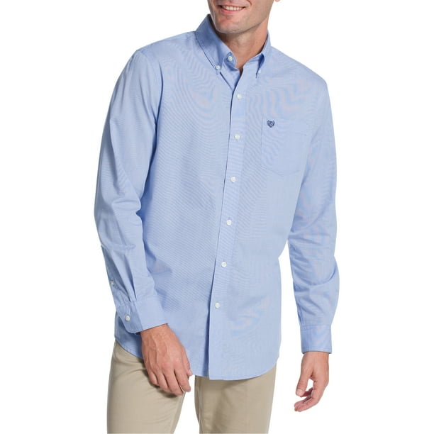 buste Integratie Overvloedig Chaps Men's Long Sleeve Solid Easy Care Button Down Shirt - Walmart.com