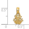 thumbnail image 4 of 14K Yellow Gold Textured Polished Finish 2-Dimensional Mini Size Frog Charm Pendant, 4 of 4