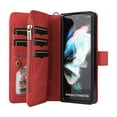 thumbnail image 4 of TECH CIRCLE Wallet Case For Galaxy Z Fold 4,PU Leather Zipper Handbag Purse Flip Cover Kickstand Folio Women Case with Card Slots Holder Wrist Strap for Samsung Galaxy Z Fold 4 5G 7.6" 2022,Red, 4 of 9