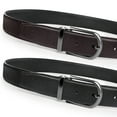 thumbnail image 5 of 2 Pack Mens Belts Leather Belt with Alloy Single Prong Buckle 1 1/2" width Casual Work Dress Belt for Men, X25022 X25023, 5 of 9