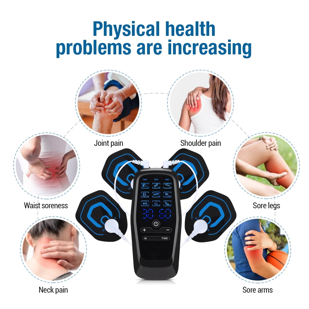 Electrode Pads for Back Neck Massager , Electronic Pulse Massager Dual Channel with 10 Reusable Shoulder and Neck Massage Patch, Portable Machine Massager Tens Unit Replacement Pads Black