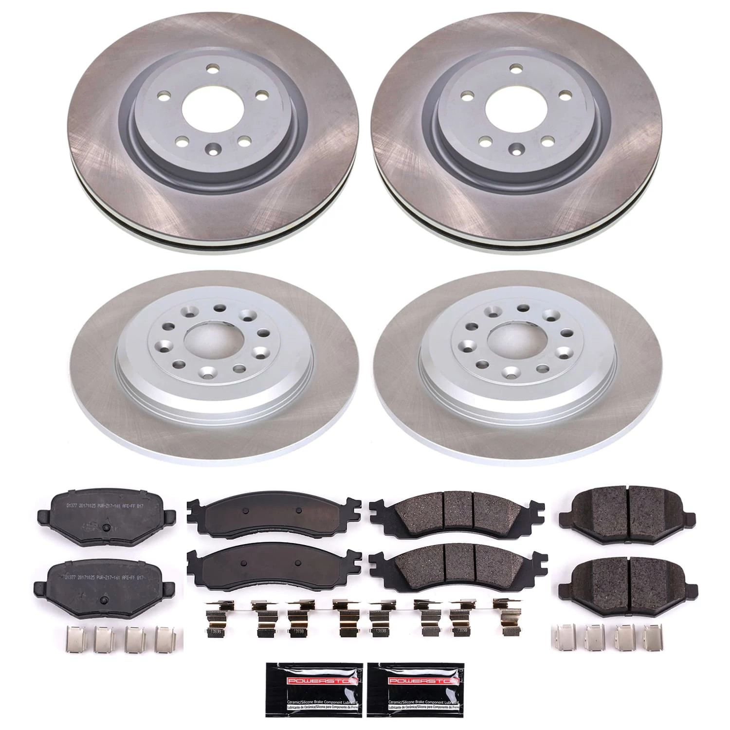PowerStop Front and Rear Semi-Coated Rotor and Low-Dust Ceramic Brake Pad Kit SC5508