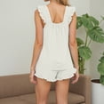 thumbnail image 5 of Womens Pajamas Set 2 Piece Ruffle Pj Soft Tank Top and Shorts Sleepwear Set Bridal Pajama for Women Set, 5 of 6