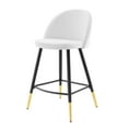 thumbnail image 3 of Counter Stool Chair, Set of 2, Velvet, Metal Steel, White, Modern Contemporary Urban Design, Bar Pub Cafe Bistro Hotel Restaurant Hospitality, 3 of 10